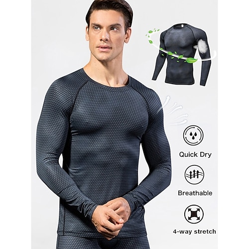 

Per uomo T-shirt Compressione T-shirt da corsa Manica lunga Livello Base Elastene Traspirante Asciugatura rapida Traspirazione umidità Fitness Allenamento in palestra Corsa abbigliamento sportivo