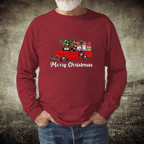 

Men's T shirt Tee Graphic Tee Christmas t shirts Cool Shirt Long Sleeve Shirt Letter Santa Claus Crew Neck Christmas Casual Long Sleeve Clothing Apparel Fashion Streetwear Casual Novelty