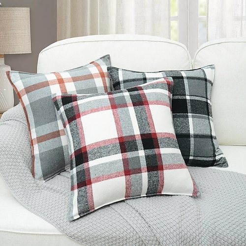 

Plaid Tartan Kissenbezug dekorativer schottischer Kissenbezug Überwurfkissenbezug für Sofa Couch Bettbank Wohnzimmer 1St