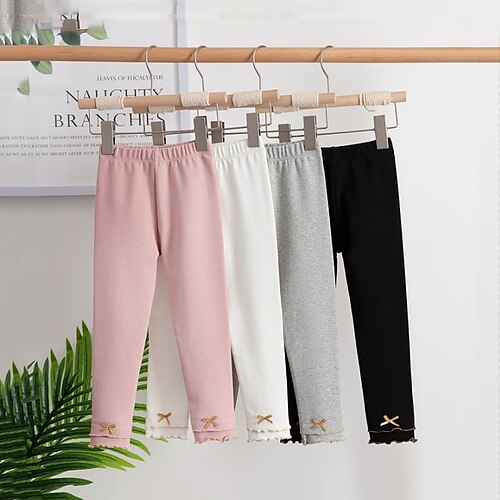 

Baby Pige Leggings Helfarve Aktiv udendørs 3-7 år Vinter Sort Lyserød Grå