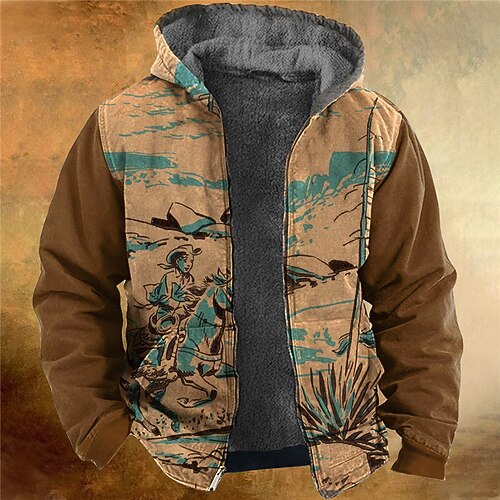 

Men's Full Zip Hoodie Jacket Khaki Hooded Graphic Prints Portrait Zipper Print Sports Outdoor Daily Sports 3D Print Fleece Vintage Designer Casual Winter Clothing Apparel Hoodies Sweatshirts