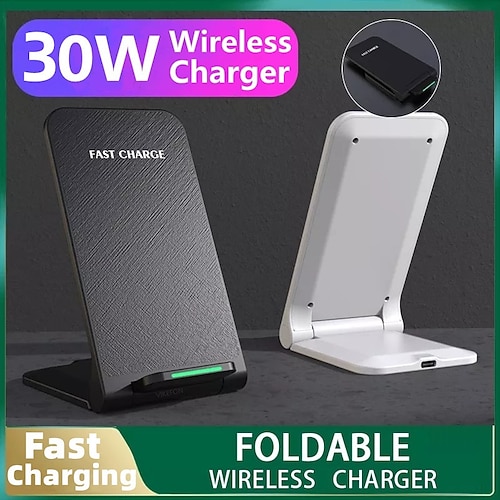 

30w caricabatterie wireless stand pad per iphone 14 13 12 pro max 11 qi stazione di ricarica rapida per samsung note 20/10 s21 ultra pieghevole