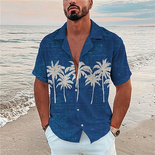 

Homens Camisa Social Camisa havaiana Coqueiro Estampas Abstratas Aberto para a Lateral Vinho Azul Marinha Impressão 3D Casual Feriado Manga Curta Botão para baixo Imprimir Roupa Tropical Moda