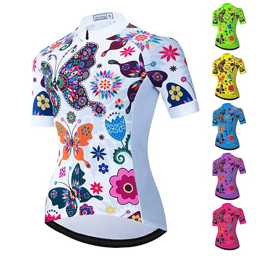 

21Grams Mulheres Camisa para Ciclismo Manga Curta Moto Blusas com 3 bolsos traseiros Ciclismo de Montanha Ciclismo de Estrada Respirável Secagem Rápida Pavio Humido Tiras Refletoras Branco Amarelo