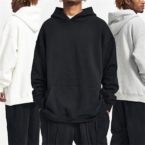 

Men's Hoodie Black Light Green Khaki Dark Gray Gray Hooded Plain Work Casual Daily Cotton Basic Streetwear Casual Spring Fall Clothing Apparel Hoodies Sweatshirts
