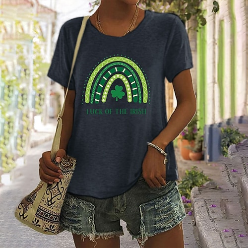 

Per donna maglietta Nero Bianco Vino Pop art Alfabetico Stampa Manica corta Giornaliero Per eventi Essenziale Rotonda Standard 100% cotone Pittura S