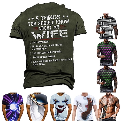 

Men's T shirt Tee Tee Designer Vintage Streetwear Summer Short Sleeve Green White Purple Light Green Rosy Pink Dark Purple Graphic Optical Illusion Print Plus Size Crew Neck Round Neck Casual Daily