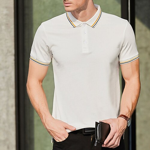 

Per uomo POLO Camicia da golf Golf Esterno Strada Collo a polo Collo a polo a costine Manica corta Sportivo Informale A strisce Pulsante frontale Bottone giù Estate Primavera Standard Nero Bianco