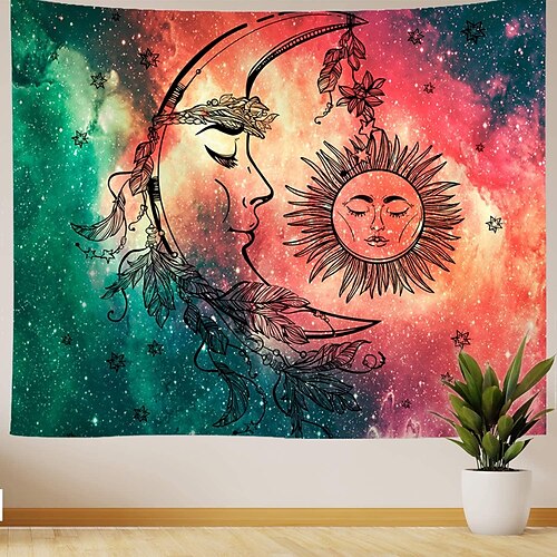 

tarot spådom psykedelisk stor veggteppe sol måne drømmefanger vegghengende hippie veggkunst dekorasjon for soverom stue sovesal