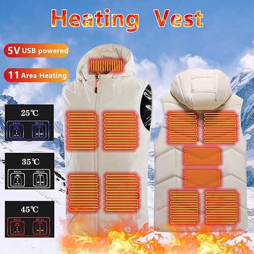 

11 Areas Women Heated Vest Outdoor Clothing Hunting Vest Winter Heating Jacket Usb Heated With Hat Jacket Heating Vest Winter