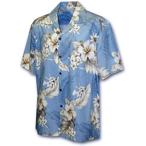 

Men's Shirt Summer Hawaiian Shirt Floral Graphic Prints Turndown Blue Casual Going out Short Sleeves Button-Down Print Clothing Apparel Tropical Hawaiian Designer Casual