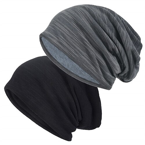 

Herre Beanie lue Vinterhatter Svart SvartGrå Akryl Fiber Strikket Strikking Oppvarminger Moderne Moderne Dagligdagstøy Feriereise Ren farge Varm Lettvektsmateriale