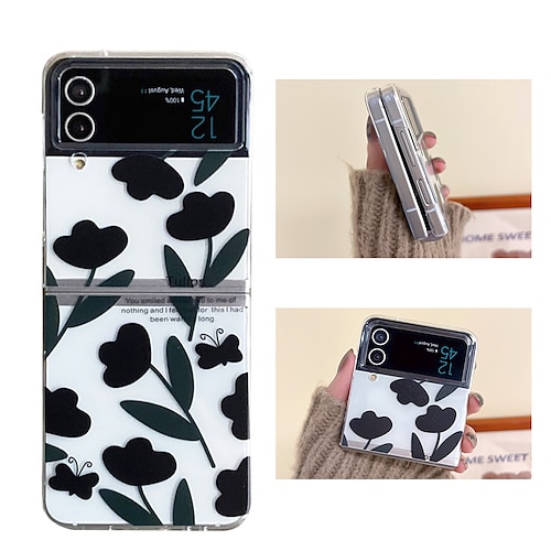 

telefon Etui Til Samsung Galaxy Flip Etui Z Fold 4 Z Fold 3 Z Flip 4 Z Flip 3 Bærbar Vend Støvsikker Blomst PC