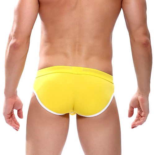 Men's Swimwear Swim Briefs Drawstring Color Block Breathable Soft Stylish  Simple Yellow Red 2024 - $9.49
