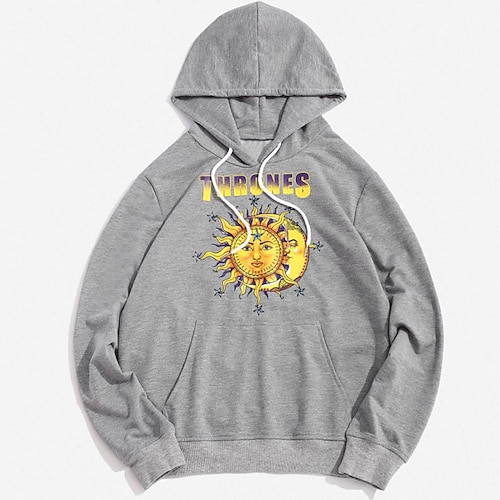 

Herren Hoodie Sweatshirt Kapuze Schwarz Rosa Grau Mit Kapuze Sonnensystem mit Schnürung Festtage Ausgehen Strassenmode Cool Casual Winter Frühling Herbst Bekleidung Kapuzenpullover Sweatshirts