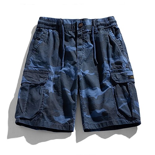 

Men's Cargo Shorts Shorts Elastic Waist Multi Pocket Camouflage Knee Length Casual Daily Streetwear Stylish Classic Style ArmyGreen Blue