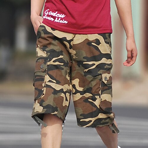 

Men's Cargo Shorts Shorts Hiking Shorts Baggy Multi Pocket 8 Pocket Camouflage Comfort Knee Length Outdoor Casual Daily Streetwear Chic Modern Blue Green