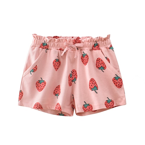 

Bambino (1-4 anni) Da ragazza Pantaloncini Tinta unica stile sveglio Tasche Scuola Cotone 3-7 anni Estate Bianco Rosa