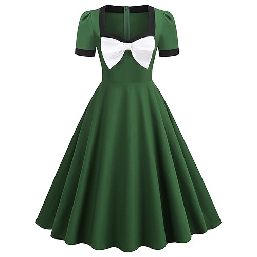 

Audrey Hepburn Retro Antiguo 1950s Vestido vintage Vestido Cóctel Vestido swing Vestido acampanado Mujer Disfraz Cosecha Cosplay Fiesta / Noche Manga Corta Vestido Mascarada