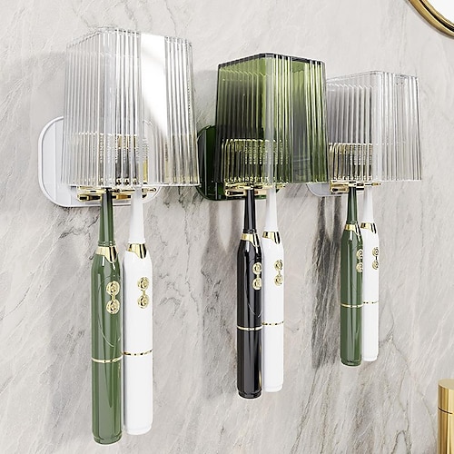 

Suporte para escova de dentes para copo de escovação Suporte de escova de dentes para banheiro de perfuração livre montado na parede