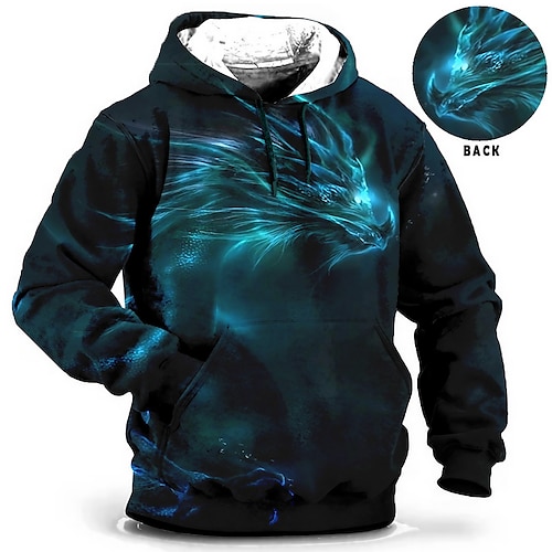 

Herren Hoodie Sweatshirt Kapuze Gelb Blau Purpur Grün Mit Kapuze Drache Grafik-Drucke Bedruckt Täglich Sport 3D-Druck Basic Strassenmode Designer Frühling Herbst Bekleidung Kapuzenpullover