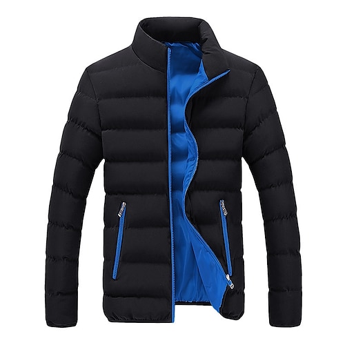 

Men's Puffer Jacket Winter Jacket Quilted Jacket Winter Coat Breathable Outdoor Street Daily Solid Color Outerwear Clothing Apparel Streetwear Sporty Green Blue Red