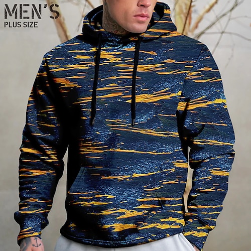 

Per uomo Plus Size Felpa con cappuccio pullover Grande e alto Stampa 3D Con cappuccio Manica lunga Primavera & Autunno Essenziale Di tendenza Streetwear Comodo Da tutti i giorni Da mare Top