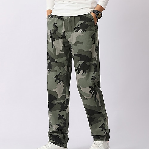 

Per uomo Pantaloni cargo Pantaloni Vita elastica cascante Stampa Mimetico Indossabile Esterno Giornaliero 100% cotone Di tendenza Streetwear Verde militare Verde Media elasticità