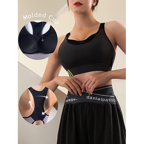 

Women's High Support Sports Bra Running Bra Back Clasp Molded Cup Bra Top Padded Fitness Gym Workout Running Adjustable High Impact Breathable Light Purple Red Blue Color Block