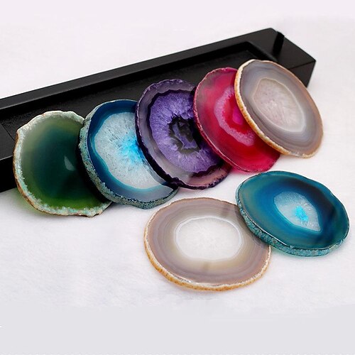 

Blue Agate Coasters or Drinks Coffee Cup Mats Brazilian Geode Coaster Crystal Coasters Decor Decoration, Absorbent Protect Furniture From Water Marks or Damage
