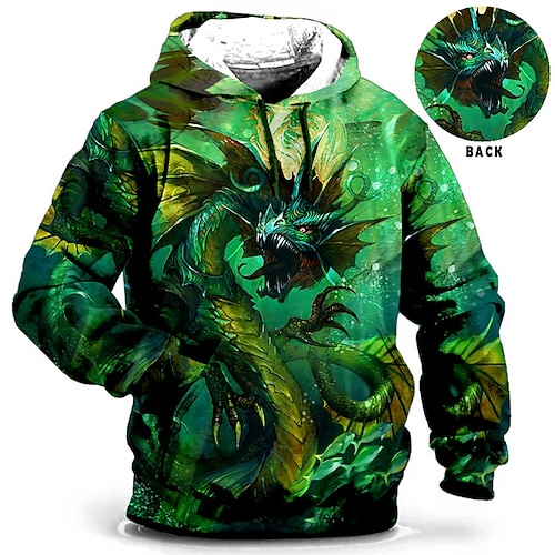 

Herren Hoodie Sweatshirt Kapuze Blau Purpur Grün Grau Mit Kapuze Tier Drache Grafik-Drucke Bedruckt Täglich Sport 3D-Druck Basic Strassenmode Designer Frühling Herbst Bekleidung Kapuzenpullover