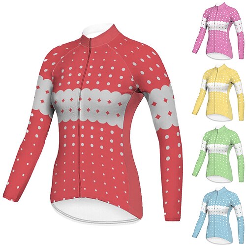 

21Grams Women's Cycling Jersey Long Sleeve Bike Jersey Top with 3 Rear Pockets Mountain Bike MTB Road Bike Cycling Breathable Quick Dry Moisture Wicking Reflective Strips Viva Magenta Yellow Rosy Pink
