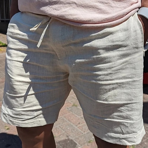 

Herre Shorts Lin Shorts Sommershorts Lomme Snorer Elastisk midje عادي Komfort Pustende Kort Avslappet Ferie Ut på byen Lin / bomullsblanding Mote Gatemote Svart Gul