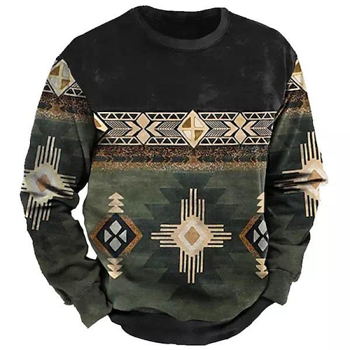 

Herre Sweatshirt bluse Grøn Rund hals Tribal Grafiske tryk Trykt mønster Daglig Sport Ferie 3D-udskrivning Basale Gade Designer Forår & Vinter Tøj Hættetrøjer Sweatshirts