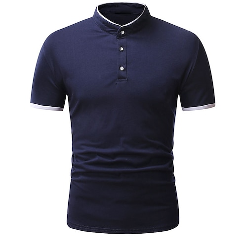 

Herren Poloshirt Golfhemd Outdoor Casual Ständer Stehkragen Kurzarm Modisch Strassenmode Feste Farbe Glatt Knopf vorne Sommer Frühling Regular Fit Schwarz Weiß Rote Marineblau Grau Poloshirt