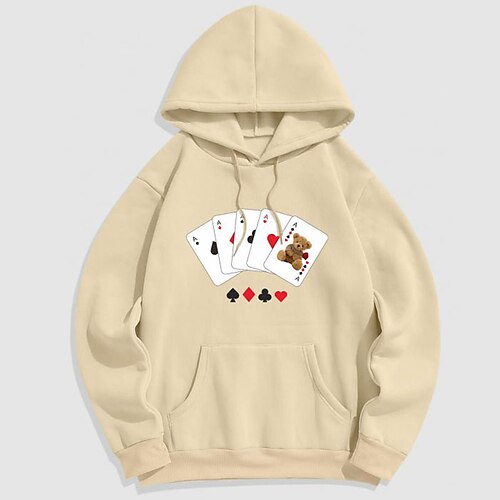 

Men's Hoodie Black Beige Hooded Graphic Poker Sports Outdoor Sports Streetwear Hot Stamping Basic Streetwear Casual Winter Fall Clothing Apparel Hoodies Sweatshirts