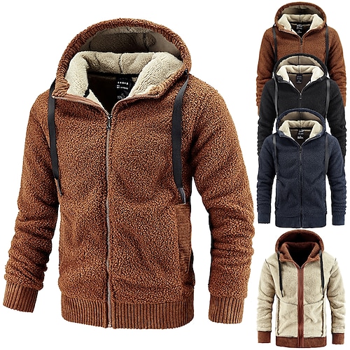 

Per uomo Giacca in sherpa Da tutti i giorni Casual / quotidiano Inverno Autunno Standard Cappotto Taglia piccola Tenere al caldo Per sport Informale Casual quotidiano Giacca Manica lunga Colore puro