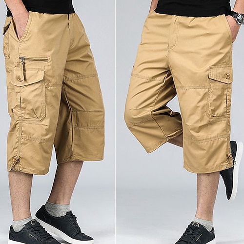 

Herren Cargo Shorts Kurze Hosen Shorts Kurze Hosen Capri-Shorts Caprihose Kurze Hose für Wanderer Zip Elastische Taille Bein Kordelzug Glatt Komfort tragbar Wadenlänge Casual Täglich Strassenmode