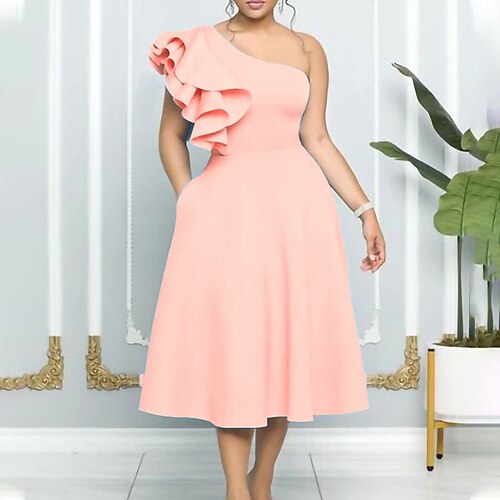 

Audrey Hepburn 1950s Flare Dress One Shoulder Women's Costume Vintage Cosplay Party / Evening Midi Plus Size Dress Masquerade