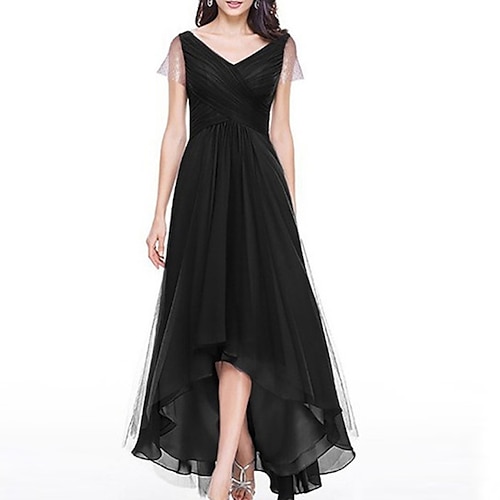 

damen prom partykleid swingkleid langes kleid maxikleid schwarz blau grau ärmellos reine farbe mehrschichtig winter herbst frühling v-ausschnitt mode abend party 2023 s m l xl xxl 3xl 4xl 5xl