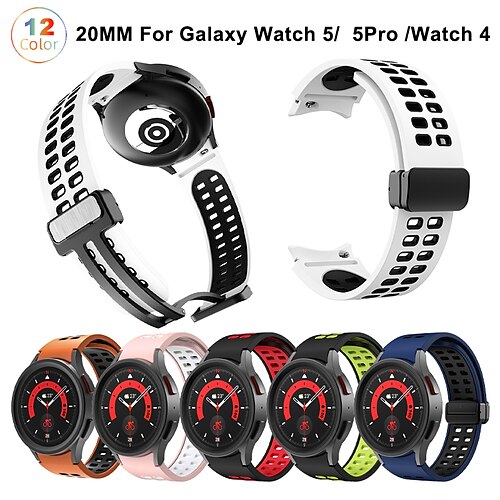 

1 pcs Smart Watch Band for Samsung Galaxy Watch 5 40/44MM Watch 5 Pro 45MM Watch 4 Classic 42/46mm Watch 4 40/44mm 20mm Silicone Smartwatch Strap Waterproof Luxury Adjustable Sport Band Replacement