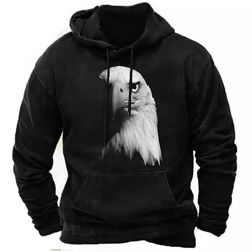 

Men's Pullover Hoodie Sweatshirt Black Light Green Light Grey Coffee Hooded Graphic Prints Eagle Print Daily Sports 3D Print Basic Streetwear Designer Spring Fall Clothing Apparel Hoodies