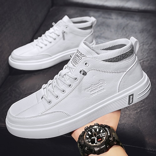 

Hombre Zapatillas de deporte Zapatos Confort Zapatillas de skate Casual Clásico Exterior Diario Zapatos de Paseo Cuero Sintético Transpirable Blanco Beige Verano