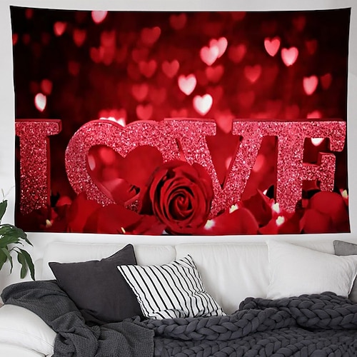 

san valentino grande arazzo da parete arredamento artistico tenda coperta appesa casa camera da letto soggiorno decorazione poliestere
