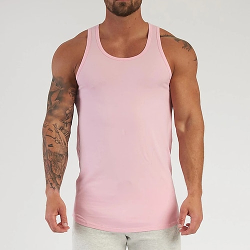 

Herre Tanktop Vest Top Underskorte Ærmeløs skjorte Vanlig U-hals Sport Indendørs Uden ærmer Tøj Afslappet Komfort