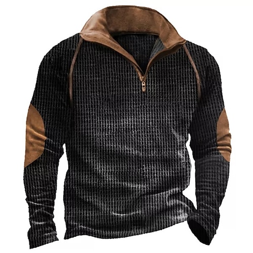 

Men's Zip Up Sweatshirt Pullover Brown Half Zip Color Block Graphic Prints Zipper Print Daily Sports 3D Print Basic Designer Casual Spring Fall Clothing Apparel Hoodies Sweatshirts