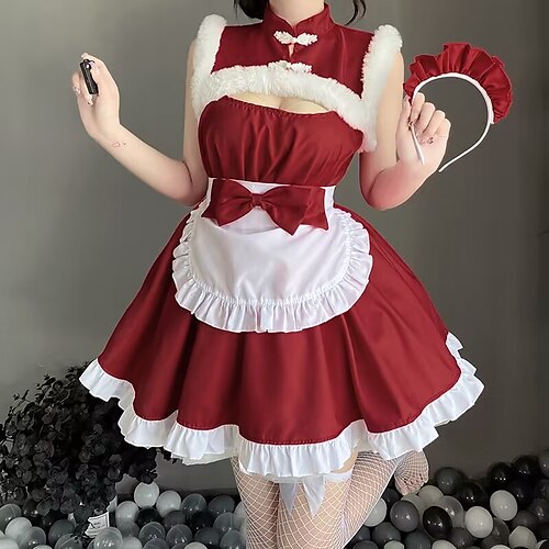 

Costumi da Babbo Natale Vestiti Stile Carnevale di Venezia Per adulto Per donna Vestiti Natale Natale Halloween Formale Natale Halloween Feste / vacanze Poliestere Rosso Per donna Facile Costumi