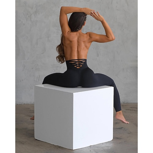 

Dame Yoga leggings Scrunch Butt Kryds Mavekontrol Balleløft Høj Talje Yoga Fitness Gym Træning Strømpebukser Sort Mørk Marineblå Grå Spandex Sport Sportstøj Høj Elasticitet Tynde