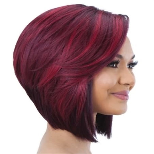 

parrucche corte pixie cut bob per donne nere ombre bordeaux parrucca rossa con frangia parte laterale parrucca bordeaux sintetica a strati naturale alla ricerca dell'uso quotidiano delle feste