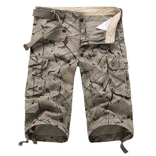 

Men's Cargo Shorts Shorts Capri Pants Hiking Shorts Multi Pocket Straight Leg Print Comfort Wearable Work Daily Streetwear Casual Army Green Khaki Micro-elastic